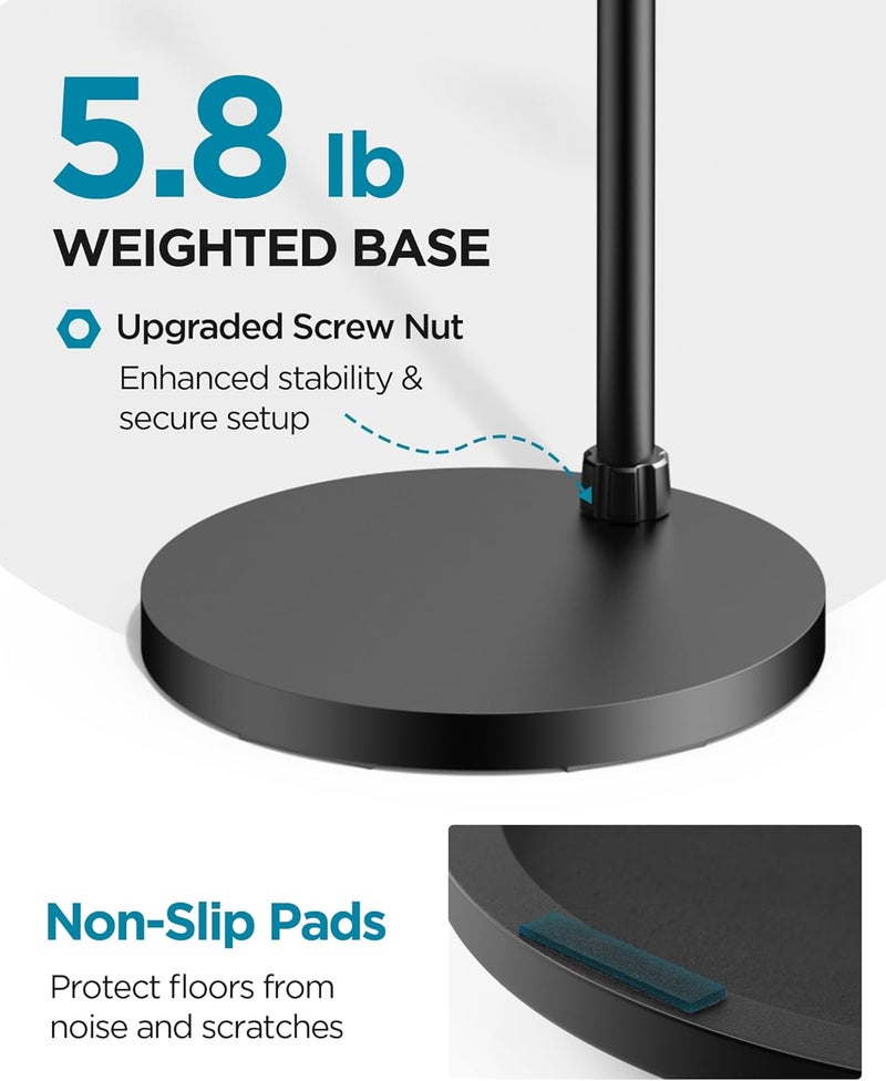 InnoGear Mic Stand, Max Height 82.28" Microphone Stand Floor Detachable Boom Mic Arm Stands with Weighted Base for Blue Yeti HyperX QuadCast Shure SM58 Samson Q2U Fifine K669B Singing Stage - Image 4